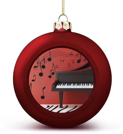 2024 Weihnachtskugel-Ornamente, 6,1 cm, bruchsicher, Musiknote, Klavier, Weihnachtsbaumschmuck, Kugeln, roter Stil, hängende Weihnachtsschmuck für Weihnachtsbaum, Feiertagsdekoration