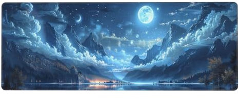 Mauspad XXL 700x300x3mm Landschaft Gaming Mauspad Moon, Verlängertes Schreibtischauflage Großes Mauspad Spezielle Oberfläche Wasserdicht und rutschfest Gummibasis Gaming Zubehör für Home Zimmer Deko