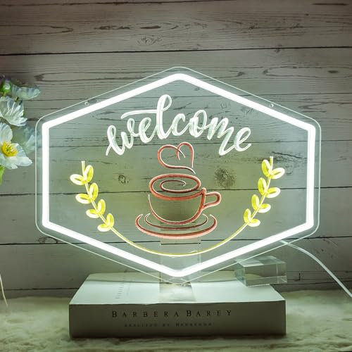 NOXET Coffee Neon Light,Coffee Neonschild Dimmbares,Kaffee Leuchtreklame Neonlicht LED Wort Neonschild für die Wand Coffee Neon Bar Schild Kaffee-Leuchtreklame Für Cafés,Kaffeestationen