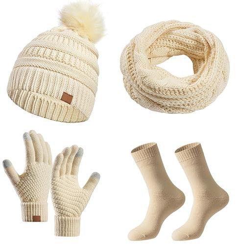 Warme Muetzen WintermüTze Mit Ohrenklappen Damen Handschuhe Damen Winter Wollschal Damen XXL Schal Damen Marke Super Warme Daunen-MüTze Rote Muetze Mit Bommel Dynamo MüTze