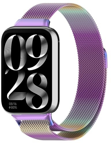 Koelaa Straps Compatible with Xiaomi Smart Band 9 Pro, Xiaomi Smart Band 8 Pro, Redmi Watch 4, Redmi Watch 5, Adjustable Stainless Steel with Magnetic Replacement Straps for Women Men-Colorful