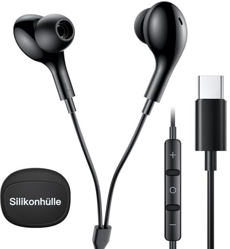 iPhone Kopfhörer USB C für iPhone 17 Air/16, [𝐀𝐩𝐩𝐥𝐞 MFi-Zertifiziert] Kabel Kopfhörer Typ C In-Ear, Magnetisch, Mikrofon Kabelkopfhörer für iPhone Air/17 Pro Max/16/15/Samsung S25/S24/iPad Pro