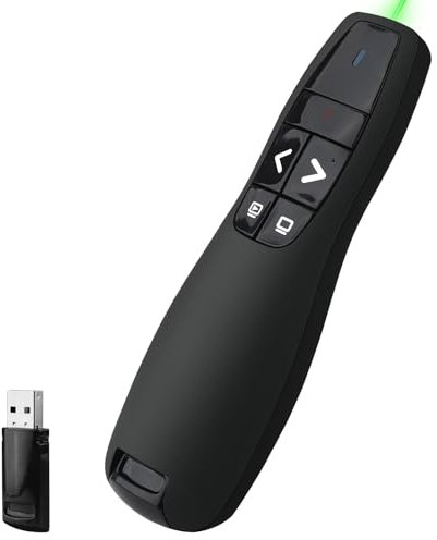 Foydream Presenter mit Laserpointer,2.4 GHz USB Ergonomisch Wireless Presenter Fernbedienung Pointer für Präsentationen für Mac OS Windows XP 7 8 10 Linux PPT Keynote Google Slides