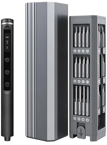 Mini Elektro Schraubendreher Set - 49 in 1 Magnetische Präzisions Electric Screwdriver - Akku Schraubendreher mit 5 Gänge Drehmoment LED Bildschirm für Laptop, Brillen, Uhren, Brille (49 in1)
