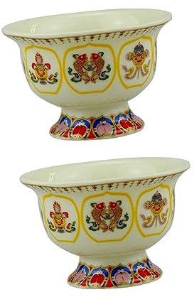 Holibanna 2 Stück Runde Keramik Opferschale Buddhistische Versorgung Dekoschale Ritualschale Mit Rutschfester Unterseite Für Wasser Reis Öl