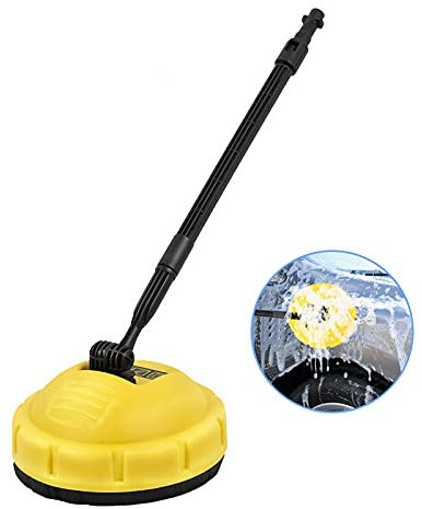 High Pressure Washer Surface Cleaner for Karcher K2 -K7,Long Handle Pressure Washer Rotary Brush,Patio Cleaner Attachment For Outdoor Car Cleaning Tool Yellow