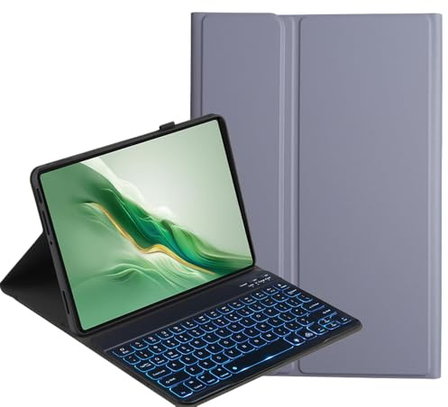YKWXSC Custodia per tastiera per Honor Pad 10 Tablet 12,1 Pollici, QWERTY layout, 7 colori illuminati staccabile tastiera senza fili cover, Violetta