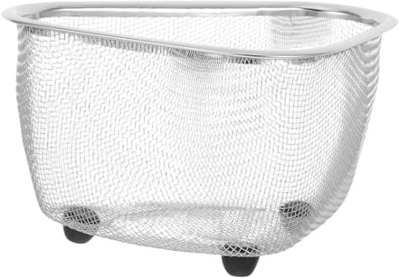 TOYANDONA Dreieckiger Abflusskorb für Spüle aus Hochwertigem Mesh Platzsparender Eckkorb mit Multifunktionaler Aufbewahrung Geeignet als Restesieb und Schwammhalter für Küchenspüle