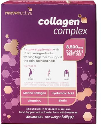 Revive Active Collagen Complex, 8500mg Marine Collagen with Hyaluronic Acid, 5 Vitamins & 3 Minerals to Support Skin, Hair and Nails, 1 Daily Sachet, 30 Day Supply
