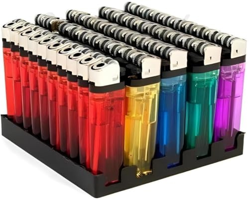 50-Pack Disposable Lighters – Child-Safe, Wind-Resistant Butane Flame, Assorted Colors, Long-Lasting & Reliable