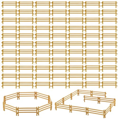 YUZHEDM 100 Stück Zaun Spielzeug Kinder Miniatur Zaun 9 X 4 X 0.8 cm für Kinder DIY Pferd Corral Fechten Zubehör Mini Zauns Set für Pferd Stall Nutztier Scheune Panel DIY Zubehör