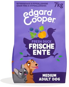 Edgard & Cooper Hundefutter trocken Getreidefrei für Medium Adult Hunde (7kg), frische Ente mit extra Glucosamin, Natürliche, hypoallergene Rezeptur, nie Fischmehl