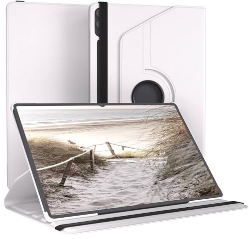 EAZY CASE - Tablet Hülle für Galaxy Tab S11 Ultra Schutzhülle 14,6 Zoll Smart Cover Tablet Case Rotationcase zum Aufstellen Klapphülle 360° drehbar mit Standfunktion Tasche Kunstleder Weiß