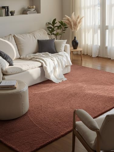 Hanse Home Wollteppich Calmio - Natur Wohnzimmerteppich - Handgetuftet - Hygge Skandi, Boho Teppich Wolle für Wohnzimmer, Schlafzimmer, Esszimmer, Flur - Vintage Rosa, 120x180 cm