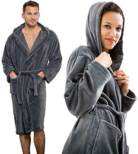 Close Up Henry's Cozy - Accappatoio in pile da donna e da uomo, colore antracite/grigio, taglia S - XL (M)