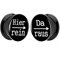 Piersando 1 Paar 2er Set Ohr Plug Piercing Kunststoff Flesh Tunnel Ohrplug mit Hier rein Da Raus Spruch Schwarz Motiv Comic Picture Schwarz 8mm