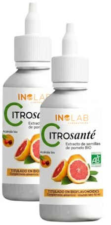 Citrosanté - Extracto de semillas de pomelo orgánico 2 unidades de 50 ml | Extracto de pepitas de pomelo bio I 2 frascos, o sea 100 ml I Inmunidad I Ideal para la Conservación