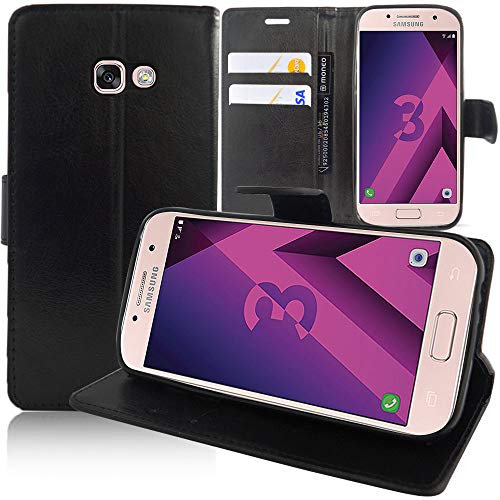 COPHONE Handyhülle Schwarz Kompatibel Samsung Galaxy A3 2017 A320 Hülle Leder, Samsung Galaxy A3 2017 Klapphülle Handytasche Case für Samsung Galaxy A3 2017 Handy Hüllen