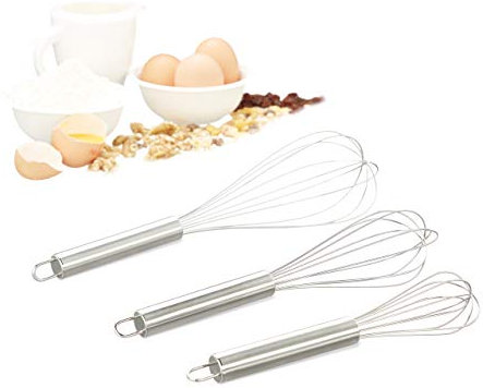 Relaxdays 9er Set Schneebesen, Edelstahl Handschneebesen, professionelle Ballonschneebesen, Rührbesen in 8 Zoll, 10 Zoll, 12 Zoll