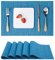 Myir JUN Tischsets Abwaschbar 6er Set, Gewebte Platzdeckchen Abwaschbar rutschfest Abgrifffeste Hitzebeständig, Vinyl Platzsets für küche Speisetisch Hotel, Platz-Matten 30x43.5cm (Blau)