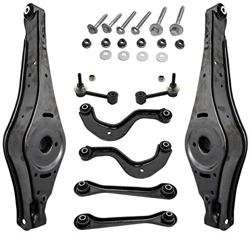 Various 2x Federaufnahme 4x Querlenker unten hinten Schrauben 2x Koppelstange Hinterachse links rechts - Schwarz - Universelle Passform - Karton - 2 Count - Control Arm - Fahrzeuglenkerarm