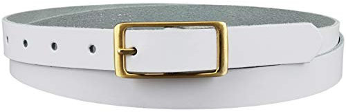 Ledergürtel echt Leder Damengürtel GOLD Schnalle 2 cm breit Hüftgürtel Jeansgürtel Damen Gürtel Casual Jeans schmal business | Vascavi | Made in Germany (90 cm Gesamtlänge 105 cm, Weiß)