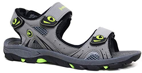 DUNLOP Men's Sports Beach Trekking Walking Hiking Touch Close Strap Sandals Sizes 7-12 (Grey Lime, UK Footwear Size System, Adult, Men, Numeric, Medium, 11)