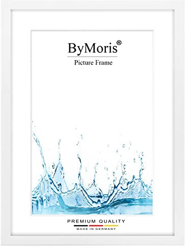 ByMoris Bilderrahmen nach Maß 75 x 98 cm in Weiss Matt mit Antireflex-Acrylglas, Poster Puzzle Portrait Foto Holz Rahmen