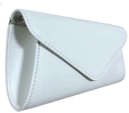 Leah Ward Women's Faux Leather Clutch Bags Wedding Flap Handbags 490H (White)