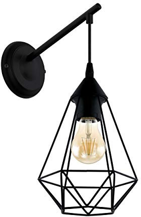 EGLO Wandlampe Tarbes, 1 flammige Vintage Wandleuchte im Retro Look, Material: Stahl, Farbe: Schwarz, Fassung: E27