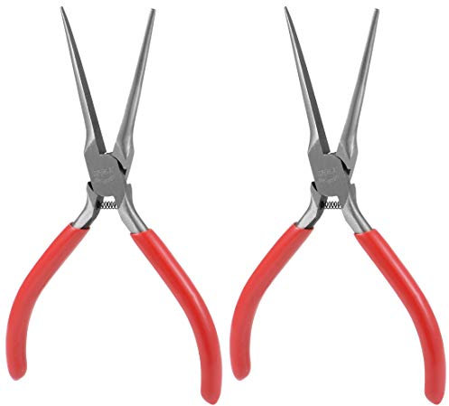 uxcell Needle Nose Pliers 6-Inch, Forged from High Carbon Steel, Nickel Plating, 2 Pack