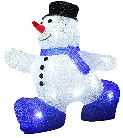 DEUBA® LED Acryl Figur Schneemann Außen Innen 27cm Weihnachten IP44 Weihnachtsdeko beleuchtet Deko Weihnachtsfiguren Weihnachtsbeleuchtung Kaltweiß