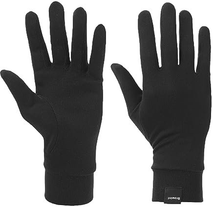 BROWINT Seidenhandschuhe für kaltes Wetter Schwarz Unisex Thermoseidenhandschuhe S M L XL XXL