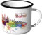 JUNIWORDS Emaille-Tasse, Guten Morgen Mainz, Skyline Aquarell, Schwarzer Tassenrand