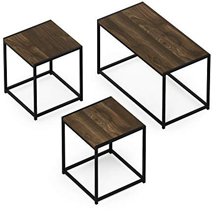 Furinno Camnus Mesa Baja Vie Moderne, Juego de Mesa con Una Mesa Basse y Dos Mesas Auxiliares, Nogal Columbia
