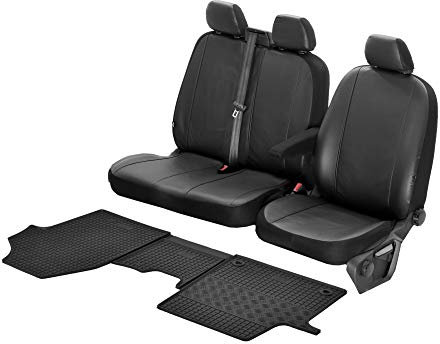 Passgenaue Kunstleder Sitzbezüge VIP und Gummifußmatten kompatibel mit Citroen Jumpy ab 2016 - EIN Set