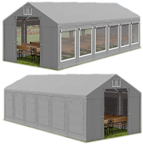 Das Company Partyzelt 6x12m Lagerzelt Universalzelt Moskitonetz wasserdicht grau Zelt 560g/m² PVC Plane Hochwertigeszelt Gartenzelt Summer ISDM - Faltpavillon, Gartenpavillon, Pavillon - Gartenhaus
