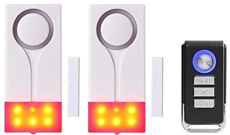Mengshen Door Window Alarm, Sound Light Anti-theft Alarm for Home Apartment Garage Office Security - Include 2 Alarms and 1 Remote Control