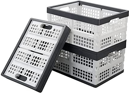Joyeen 3 Packs Collapsible Storage Crate, Plastic Folding Basket