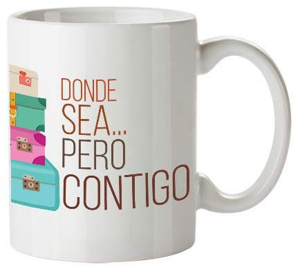 Kembilove Tazas de Desayuno para Parejas – Taza de Café con Frase Divertida y Graciosa para Enamorados Donde Sea...Pero contigo – Tazas para Regalar el día de San Valentín