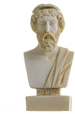Plato Griechischer Philosophievater Statue Alabaster, handgefertigt, Kopfbüste goldfarben