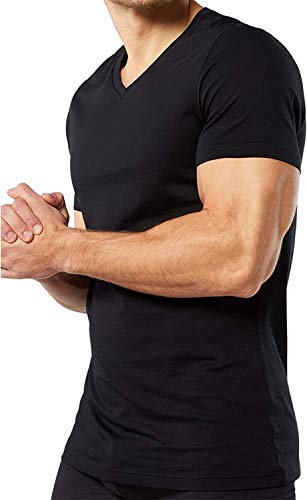 Baci & Abbracci 3 Magliette Intime Uomo Cotone Elasticizzato Pacco da 3 T Shirt Uomo Manica Corta Cotone Bielastico Maglietta Uomo Nera o Bianca