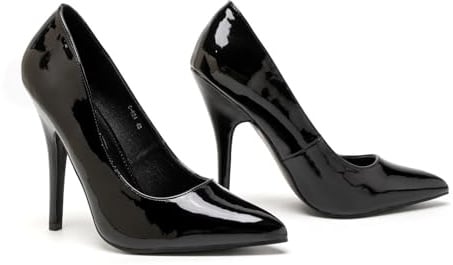 Bismaa Mens Womens Drag Queen Cross Dresser HIGH Heel Pointy Toe Court Shoes Big Sizes UK 9,10,11,12 (Black Patent, Numeric_5)
