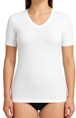 Brandsseller T-Shirt Damen Sportunterwäsche Funktions Kurzarmshirt Unterhemd Fitness Underwear Weiß 40