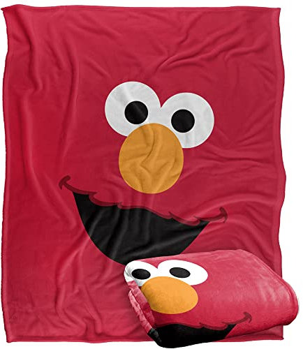 Sesame Street Selky Touch Superweiche Kuscheldecke mit Elmogesicht, offizielles Lizenzprodukt, 152 x 127 cm