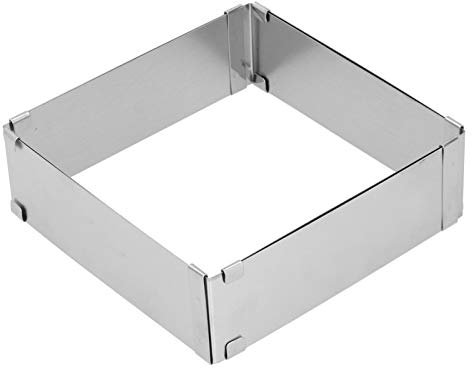 BORDSTRACT Molde de Pastel Cuadrado Ajustable, Marco Para Hornear Cortador de Lata de Pastel Rectangular de Acero Inoxidable Para Tiramisú de Mousse(Large (16~28cm))