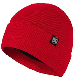 Pit Bull West Coast - Winter Beanie SMALL LOGO Red - Red
