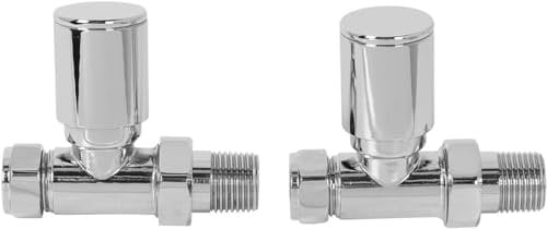 WarmeHaus Straight Towel Radiator Valves Chrome Round 15mm Pack