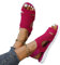 Onsoyours Sandalias para Mujer Cómodas Sandalias Estilo Vintage Elegantes Planas Ultraligeras Elásticas y Tejidas A Fucsia 39