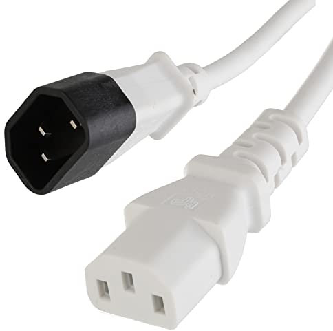 kenable Strom-Verlängerungskabel, IEC Stecker auf Buchse, USV-Kabel, C14/C13, 0,3 m, Weiß